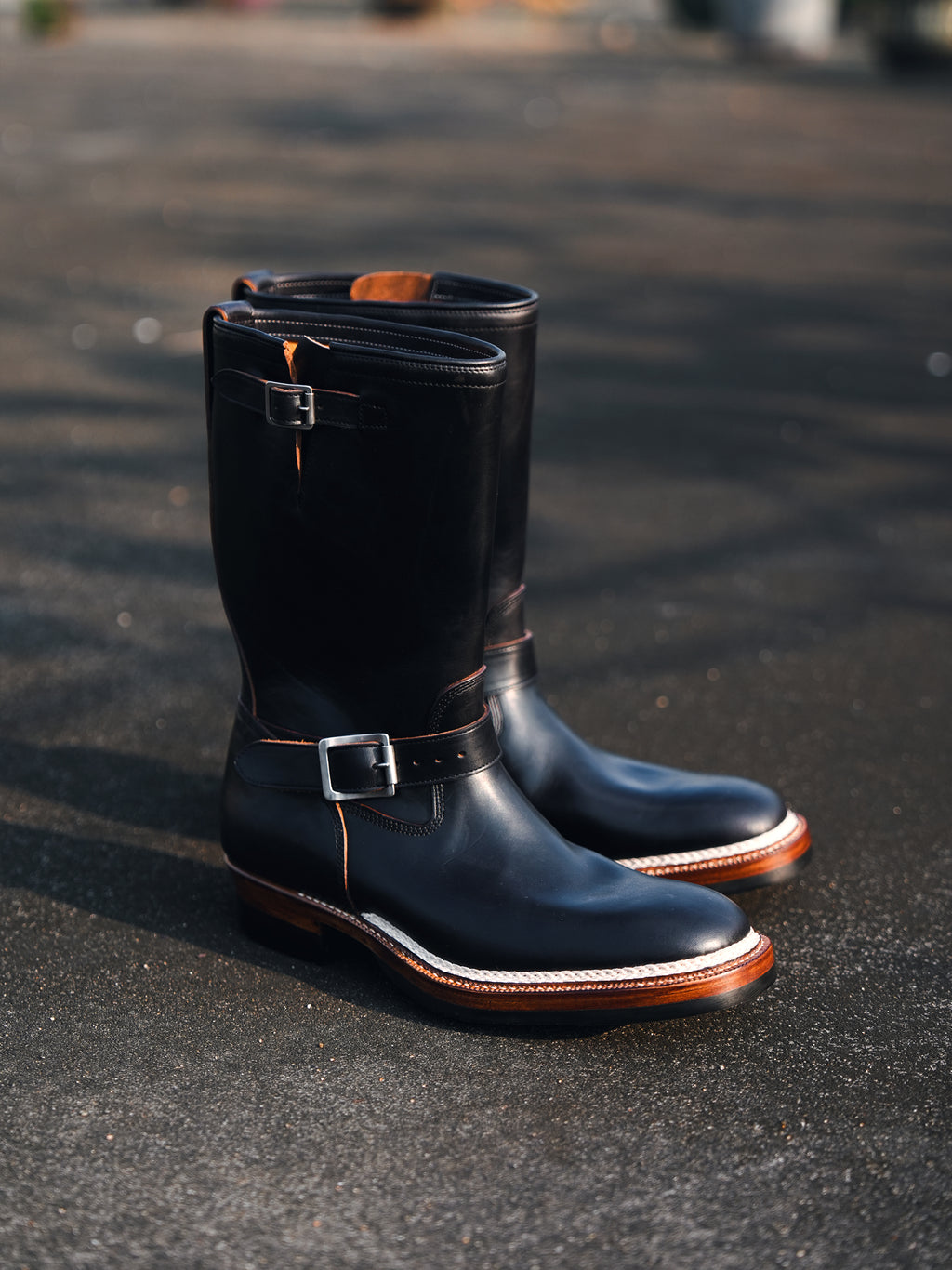 E066 last black Engineer boots-Johnny