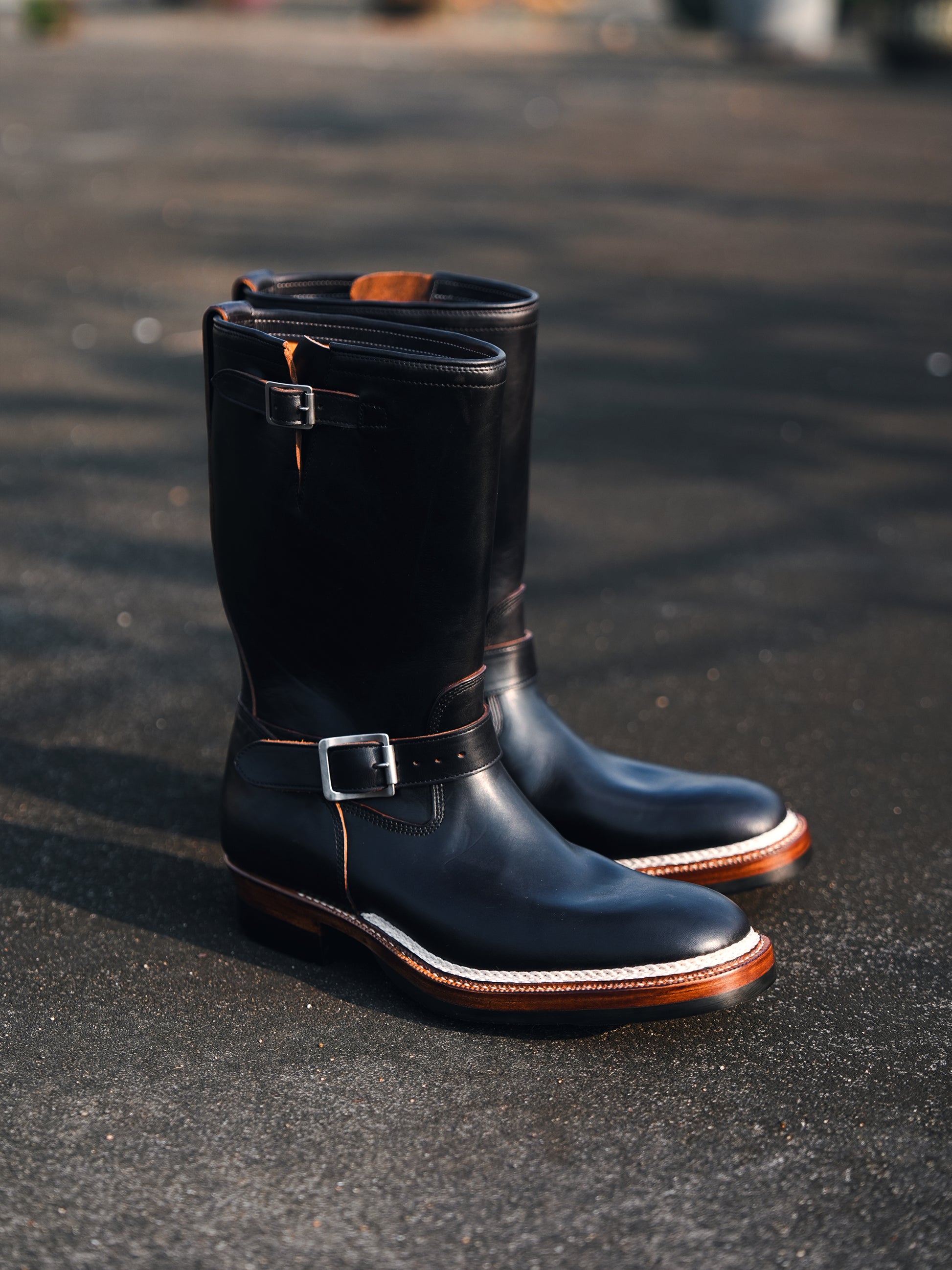 E066 last black Engineer boots-Johnny