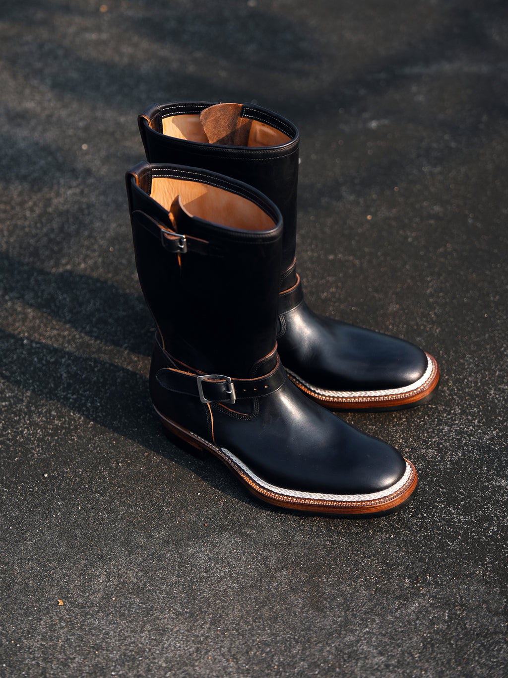 E066 last black Engineer boots-Johnny