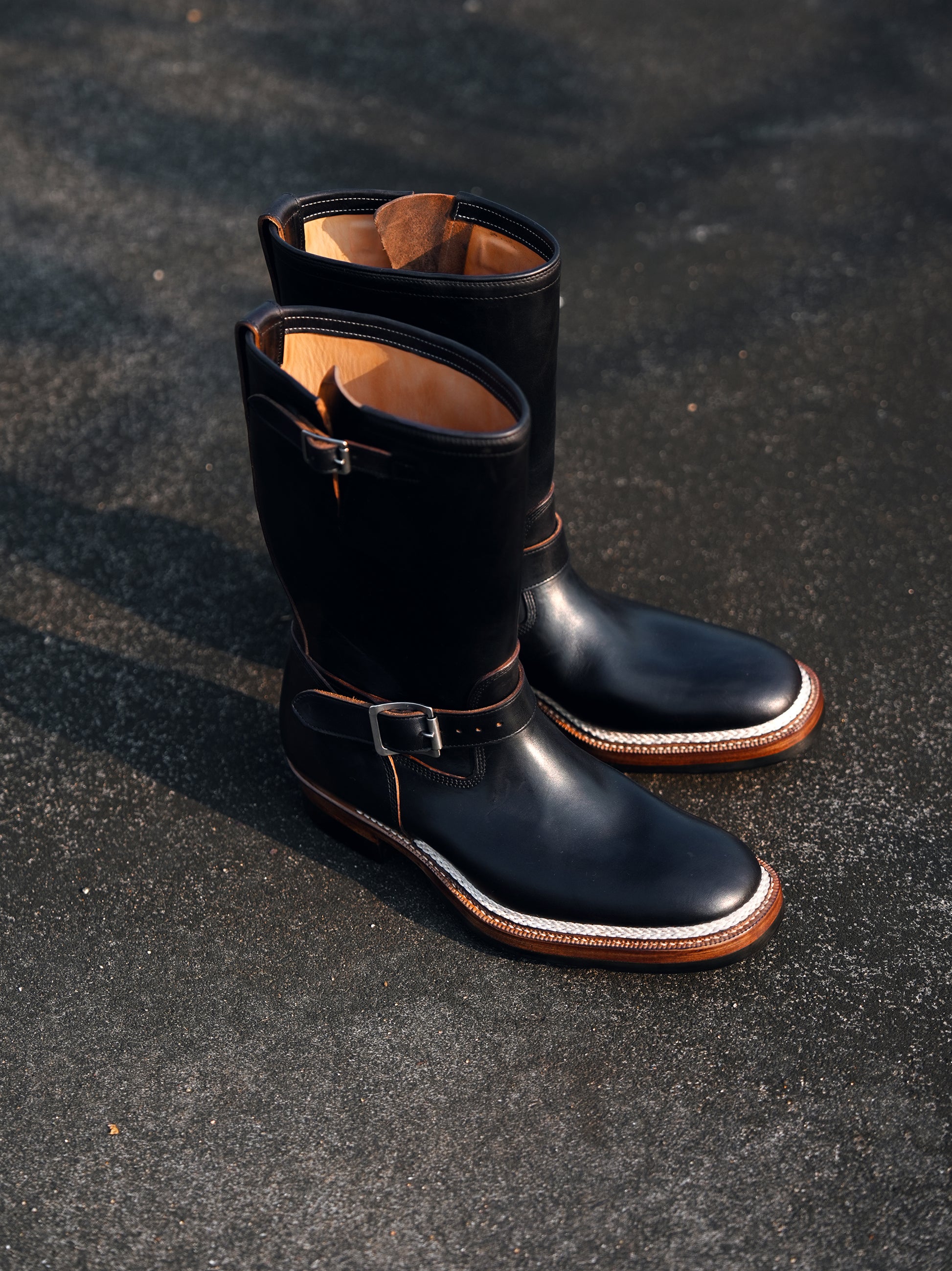 E066 last black Engineer boots-Johnny