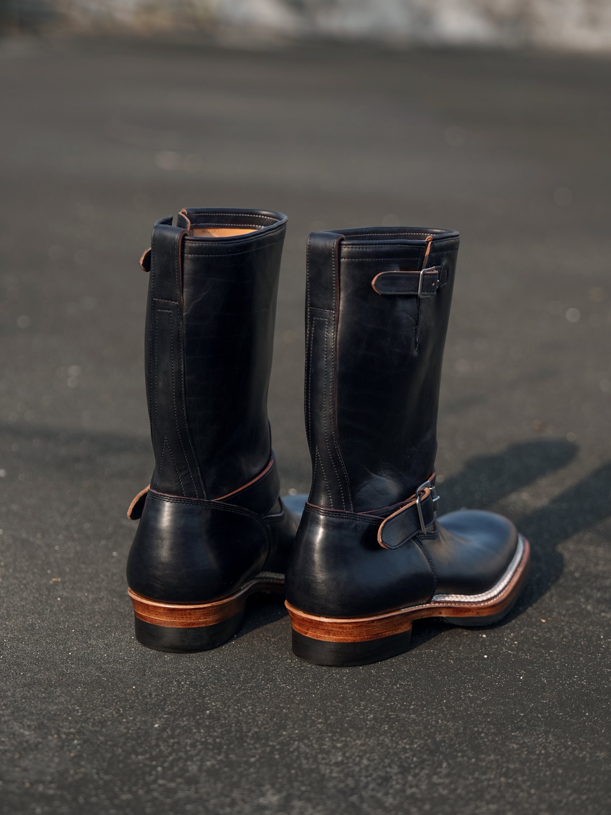 E066 last black Engineer boots-Johnny