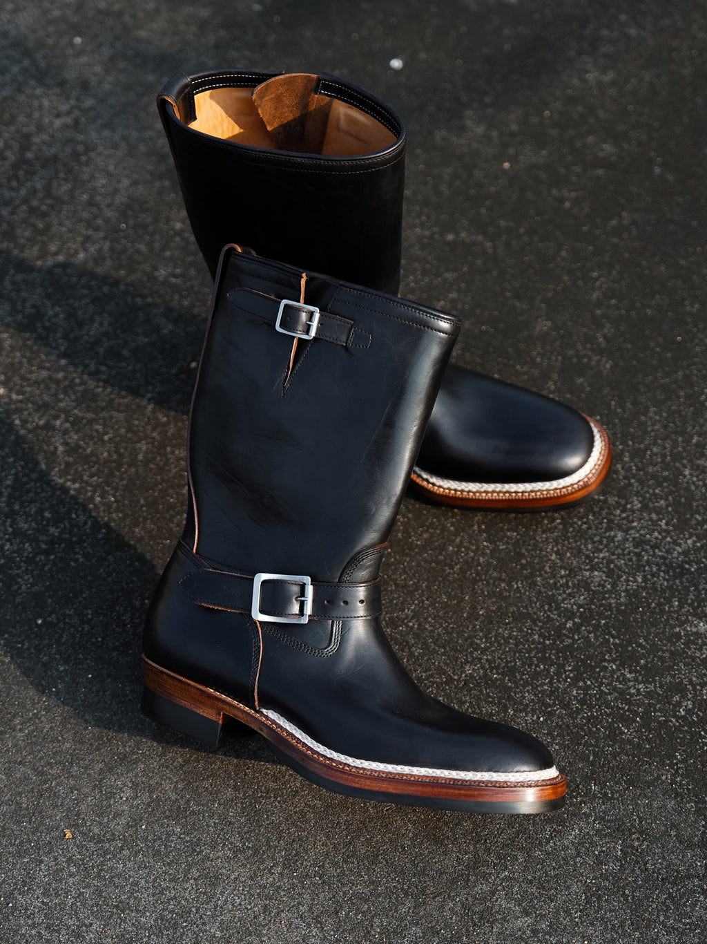 E066 last black Engineer boots-Johnny