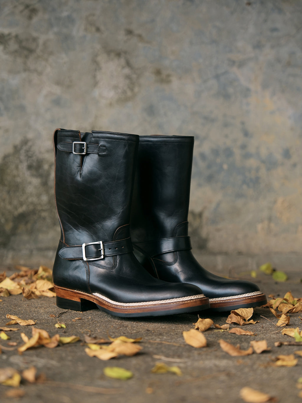 E066 last black Engineer boots-Johnny