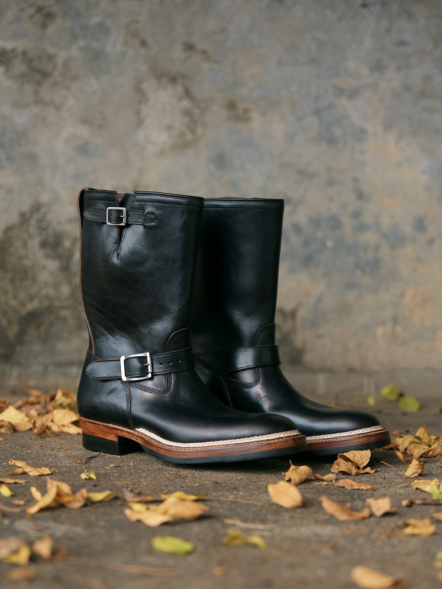 E066 last black Engineer boots-Johnny