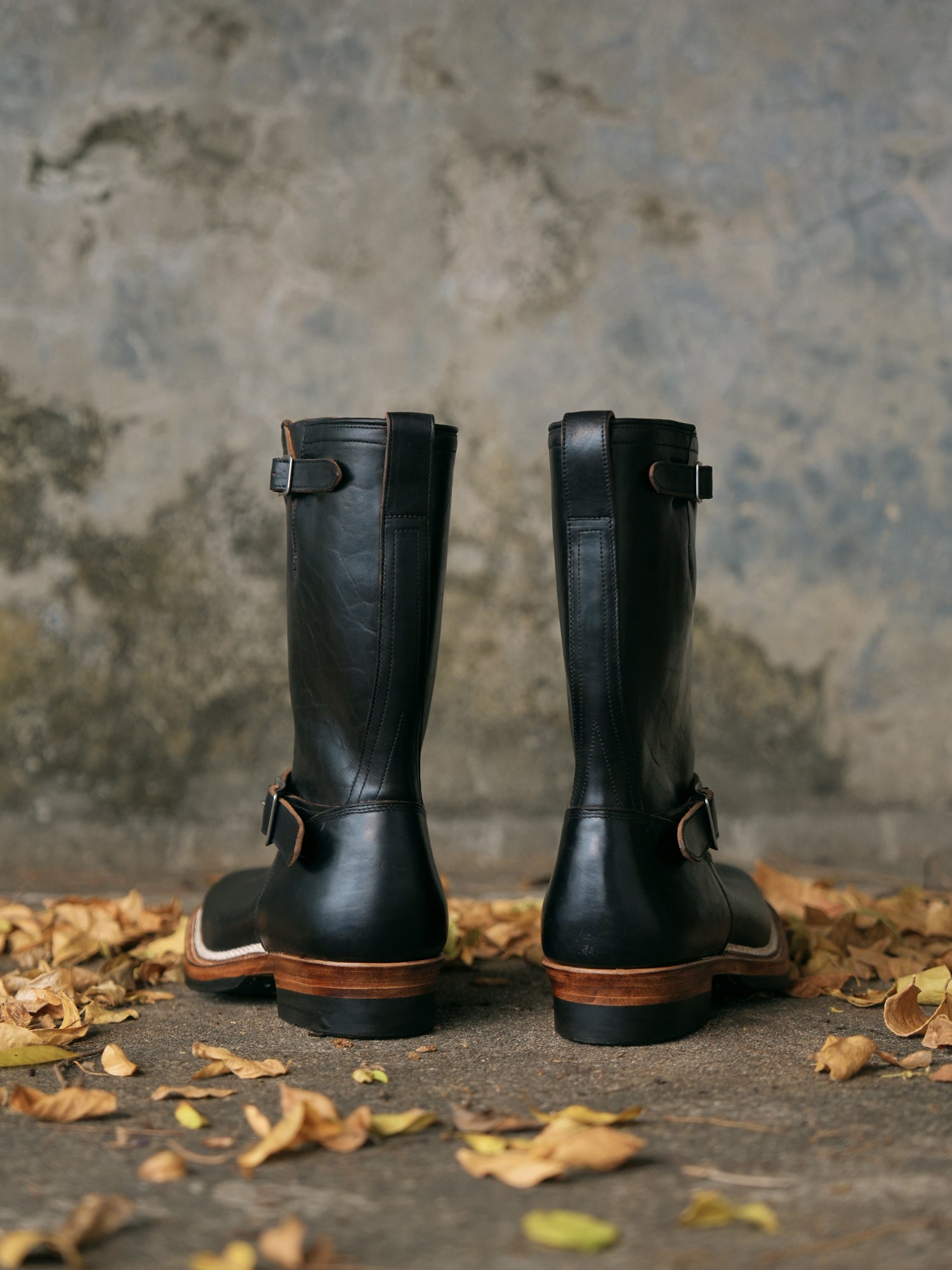 E066 last black Engineer boots-Johnny