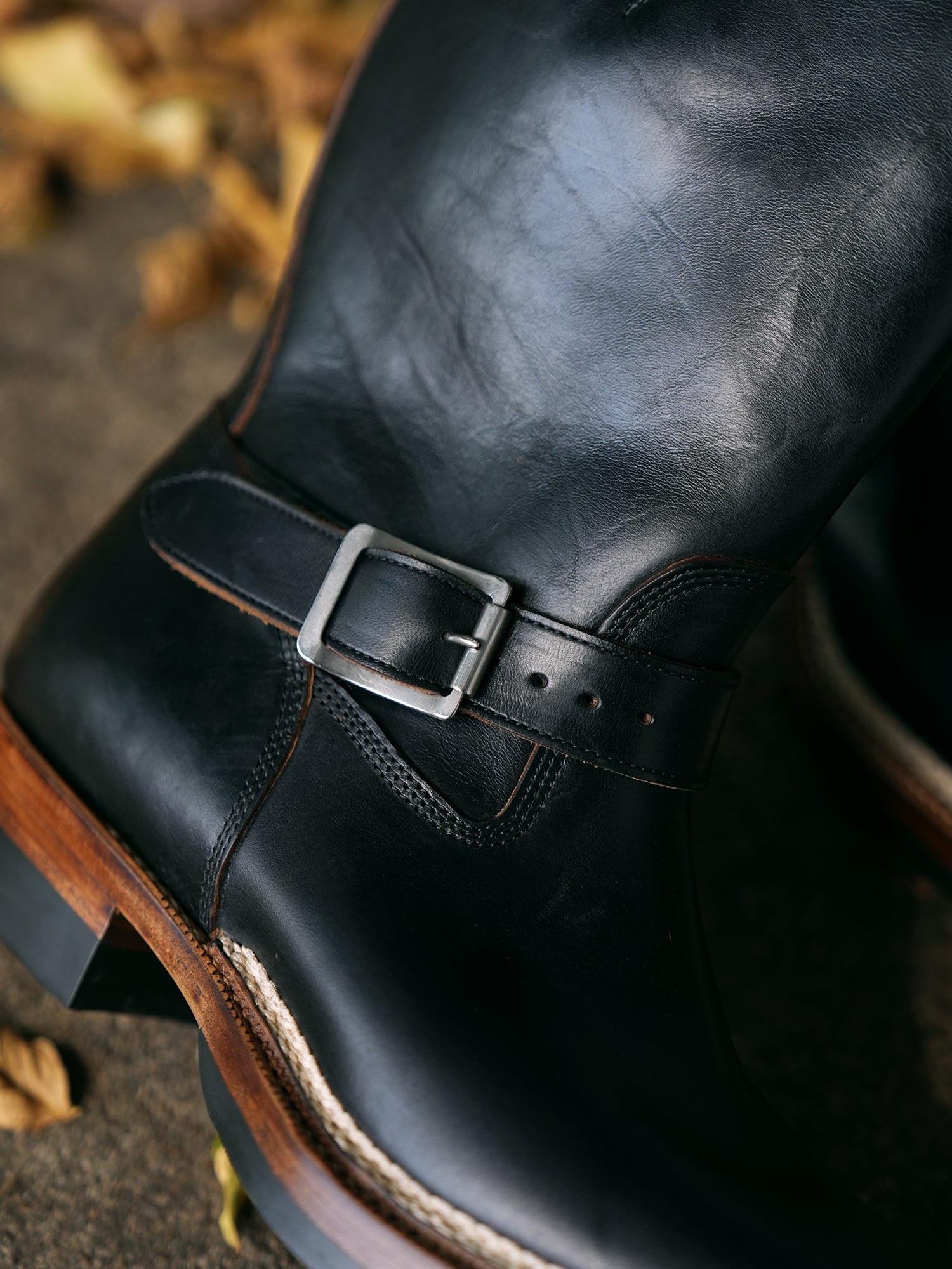 E066 last black Engineer boots-Johnny