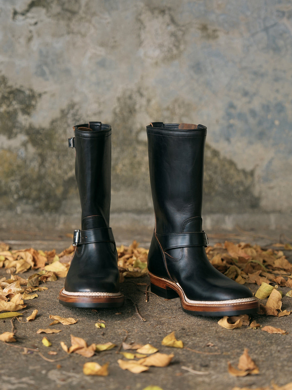 E066 last black Engineer boots-Johnny