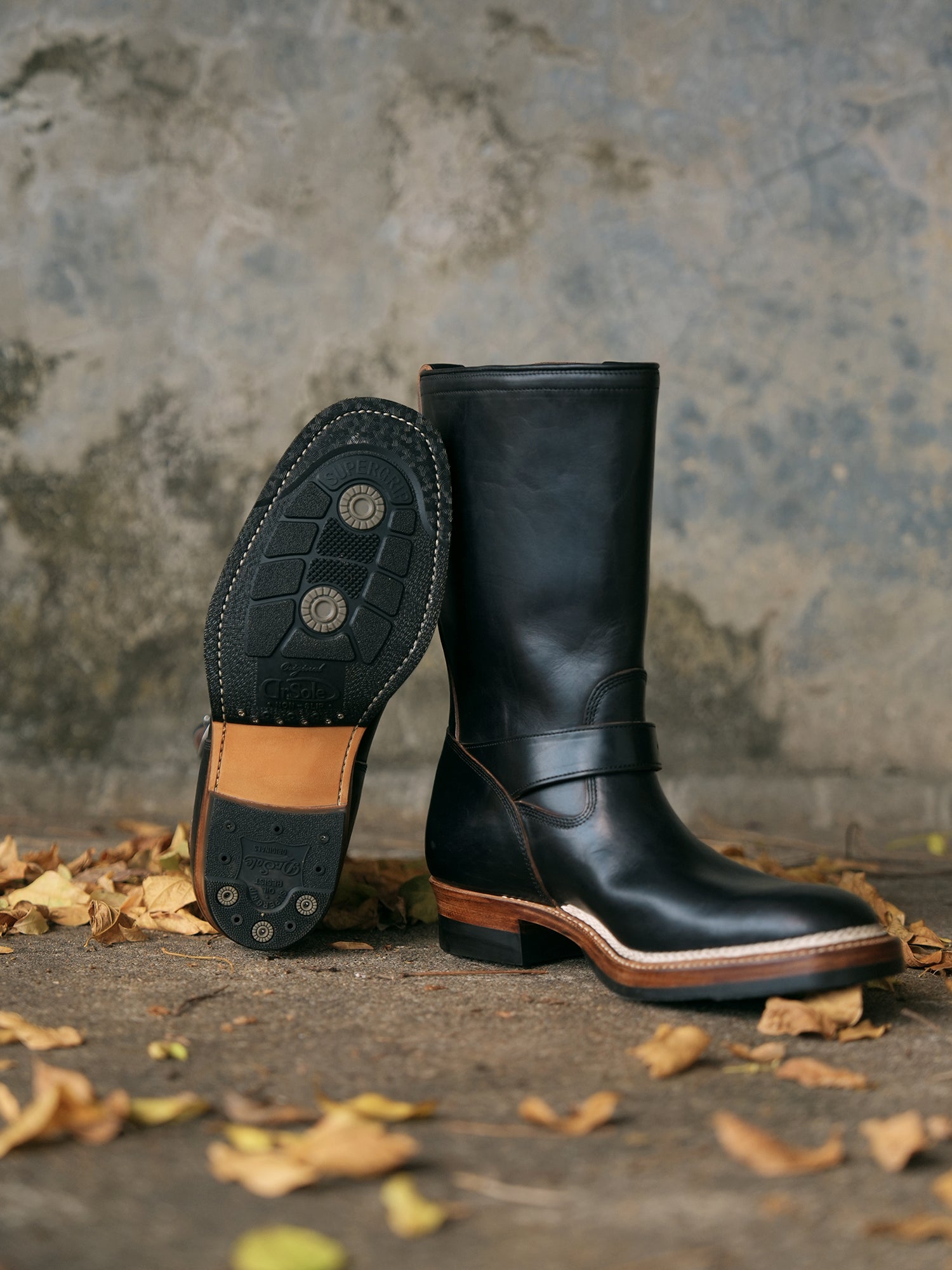 E066 last black Engineer boots-Johnny